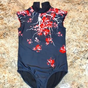 Sadie Jane Adult Medium Gymnastics Dance Leotard Floral CHERRY BLOSSOM Keyhole